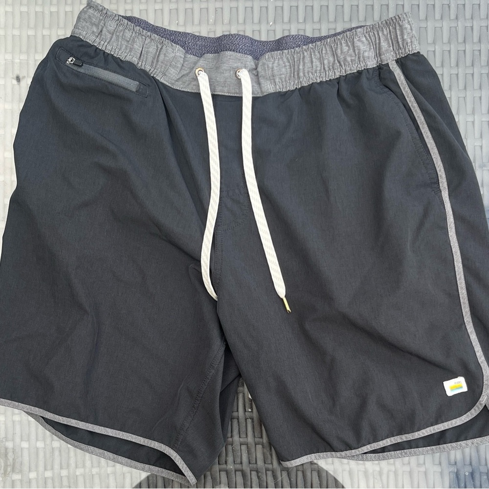 Black Vuori Shorts with Gray Trim